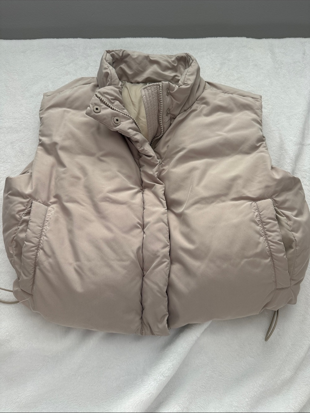 Mono B Light Beige Puffer Vest - Quilted Sleeveless Outerwear